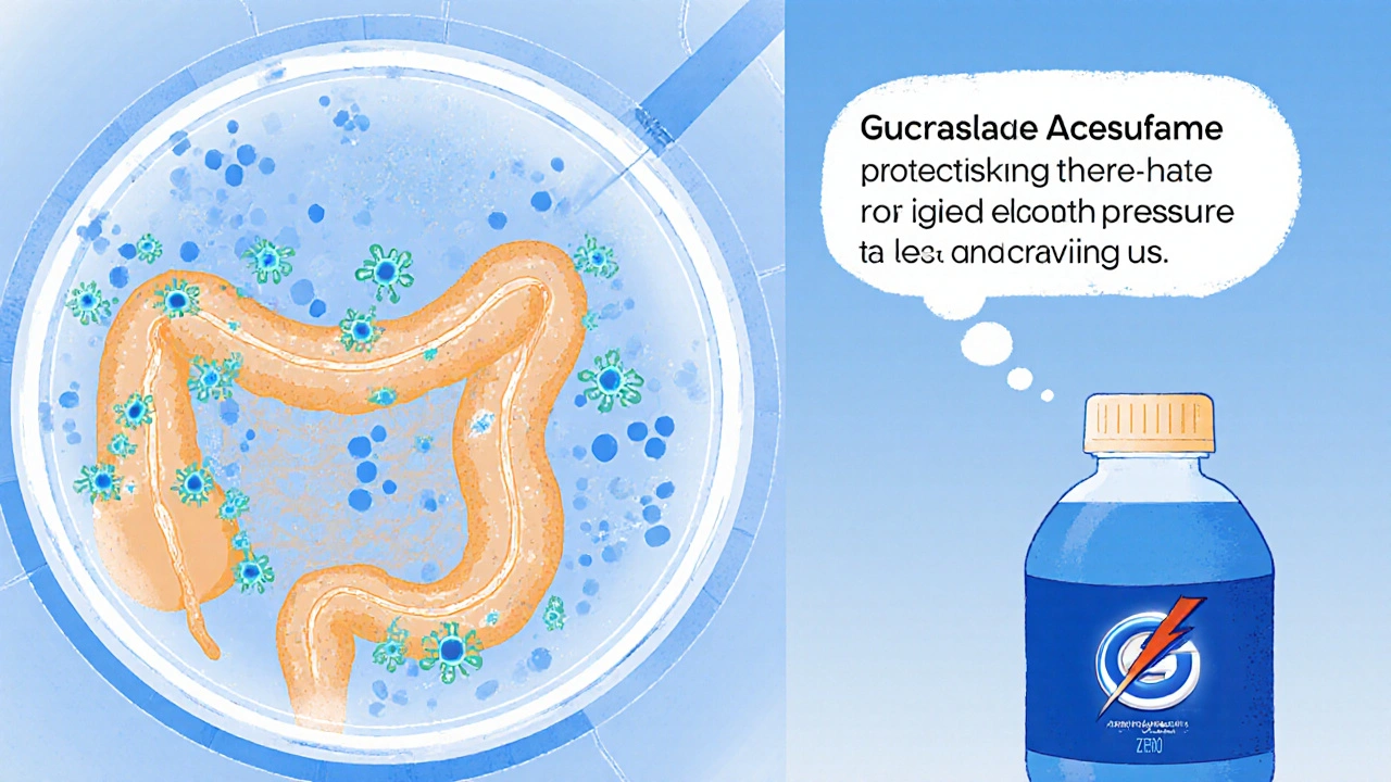 Microscopic view of gut bacteria disrupted by artificial sweeteners.