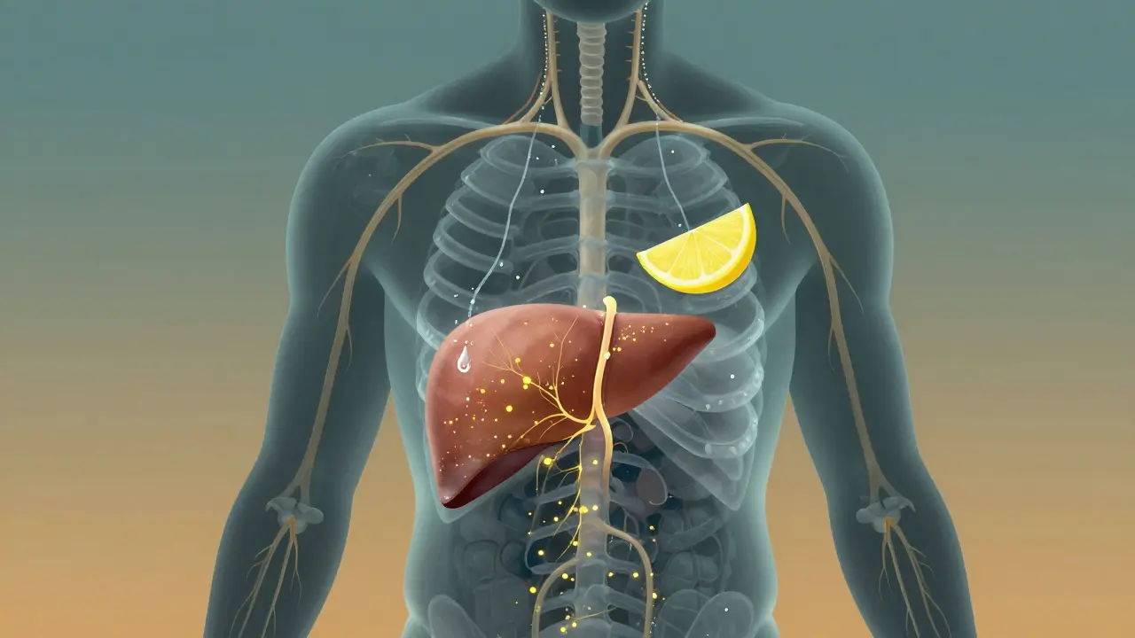 Silhouette of a body with glowing hydration and electrolyte pathways, representing natural energy restoration.
