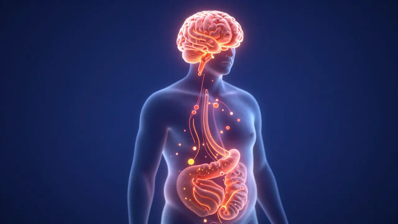Abstract art showing stress hormones affecting the body