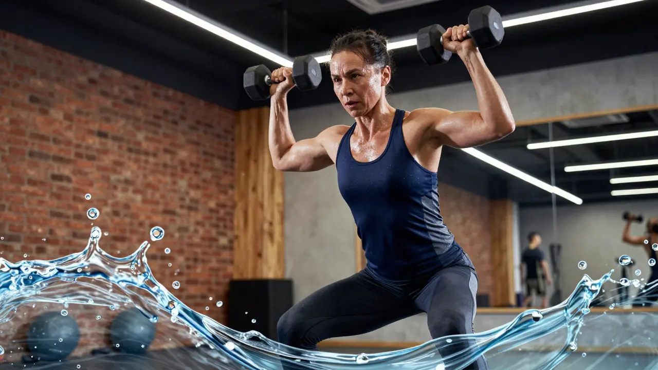 Athlete performing strength training with visible effort